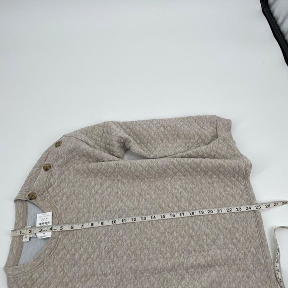 J. Crew Oatmeal Quilted Button Neck Sweater Womens Size Large Raglan Sleeves - Picture 8 of 8